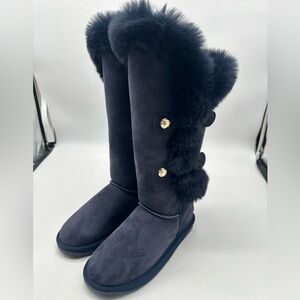Australia Luxe Collective NWT Nordic Tall Shearling Navy Blue Boots US 8 | EU 39